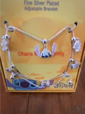 Disney Silver Plated Lilo & Stitch Charm Bracelet Set - Silver